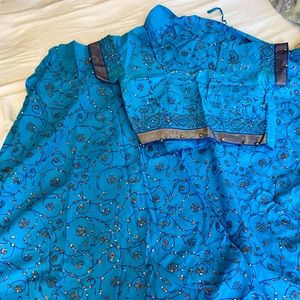 Blue Indian lehenga (crop top and skirt)